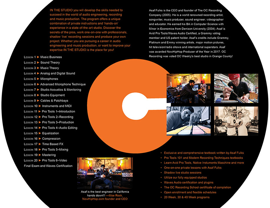 OCRS Audio School Orange County OC, California Music Production, Audio Engineering, In The Studio